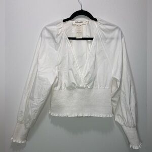 Diane Von Furstenberg V-Neck Long Sleeve Crop Top